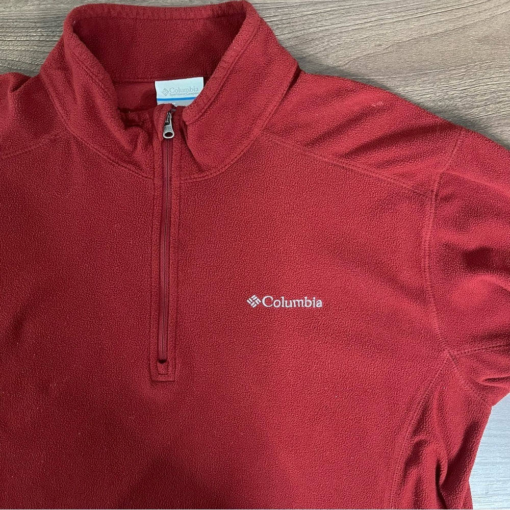 Columbia Red Half Zip Fleece Pullover Sweater